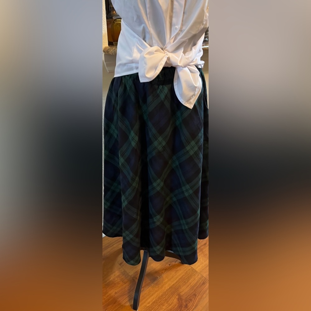 Blue and green plaid skirt available in small and medium